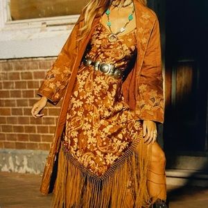 ISO Chasing Unicorns Wonderful Tonight Silk & Fringe Slip Dress| Autumn Paisley